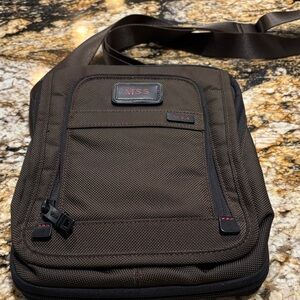 Tumi Brown Nylon Messenger Bag with Black Trim